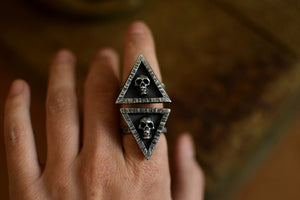 XMemento Mori Sterling Silver Ring - Skull Ring - Handcrafted Silver Jewelry