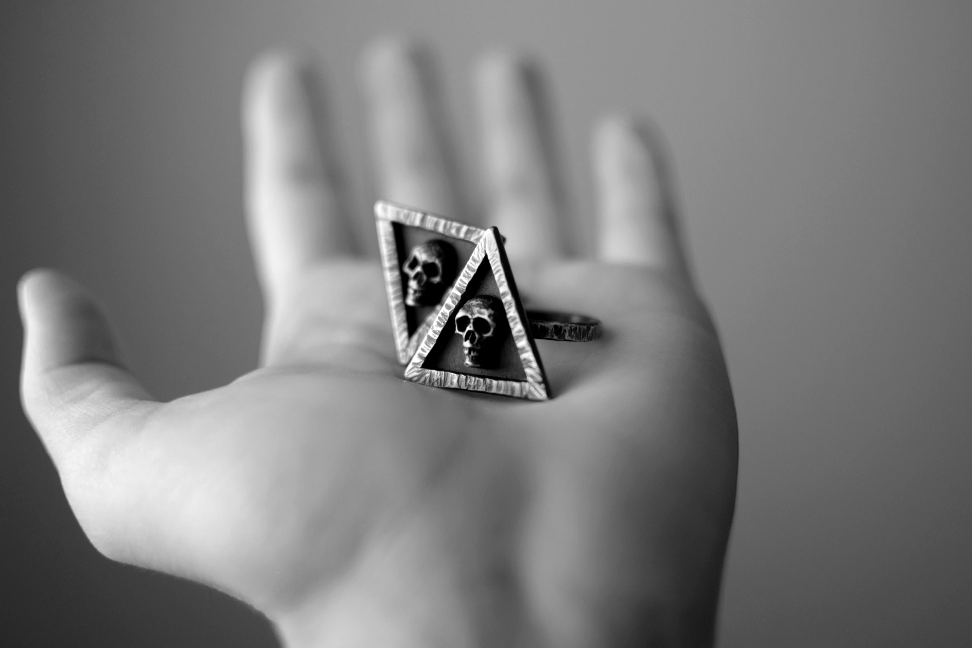 XMemento Mori Sterling Silver Ring - Skull Ring - Handcrafted Silver Jewelry