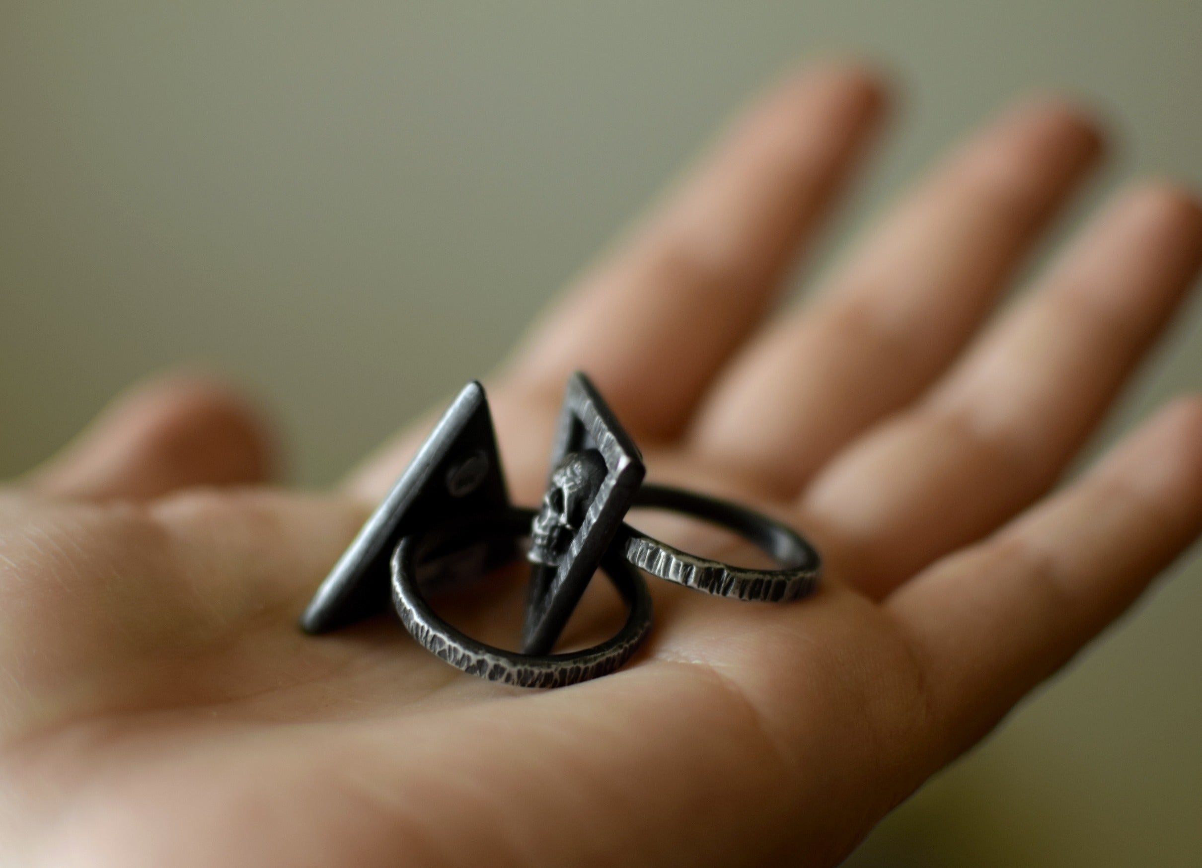 XMemento Mori Sterling Silver Ring - Skull Ring - Handcrafted Silver Jewelry