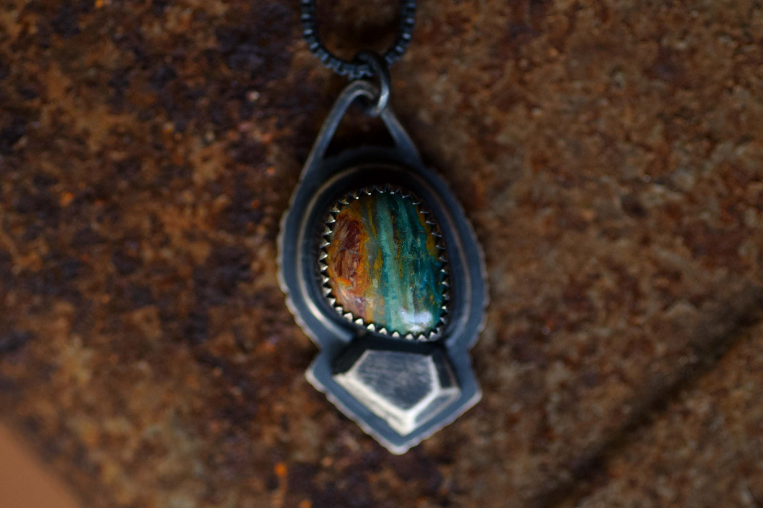 Blue Peruvian Opal Rough Gem Necklaces