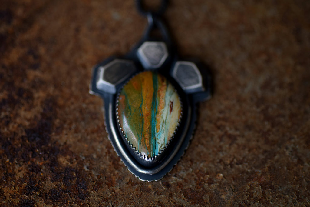 Blue Peruvian Opal Rough Gem Necklaces