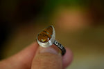 Sterling Silver Stacking Ring - Pietersite Ring - Ochre Stone - Autumn Fashion
