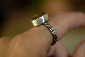 Sterling Silver Stacking Ring - Pietersite Ring - Ochre Stone - Autumn Fashion