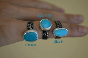 XSleeping Beauty Turquoise Ring -Double Ferns - Silver and Turquoise - Size 8.25 - Turquoise Ring - Real Cast Fern - Woodland Ring