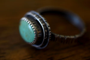 XKingman Turquoise Ring - Turquoise Ring - Sterling Silver - Tree Bark - Woodland Ring - Something Blue - Woodland Wedding