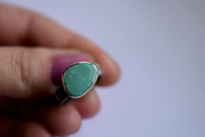 XKingman Turquoise Pebble Ring - Sterling Silver Ring - Turquoise and Silver - Tree Bark Band