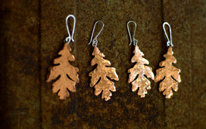 XWhite Oak Dangle Earrings - Copper Leaf Earrings - Autumn Fashion