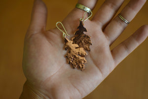 XWhite Oak Dangle Earrings - Copper Leaf Earrings - Autumn Fashion